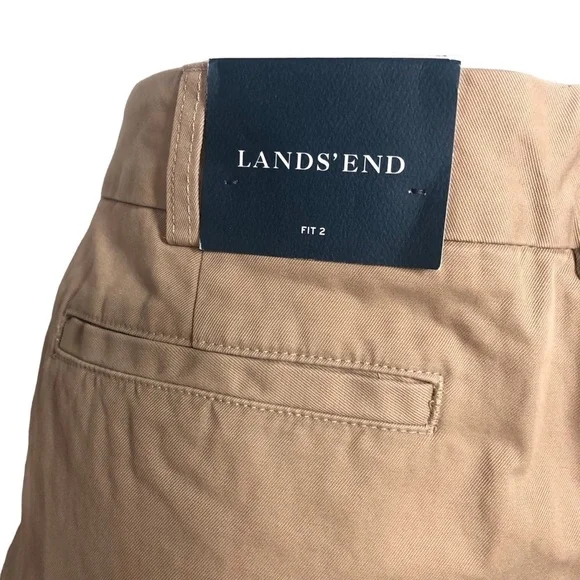 Lands End Pants Womens 12P Khaki‎ Straight Crop Chino Flat Front Minimalist New - Picture 11 of 11
